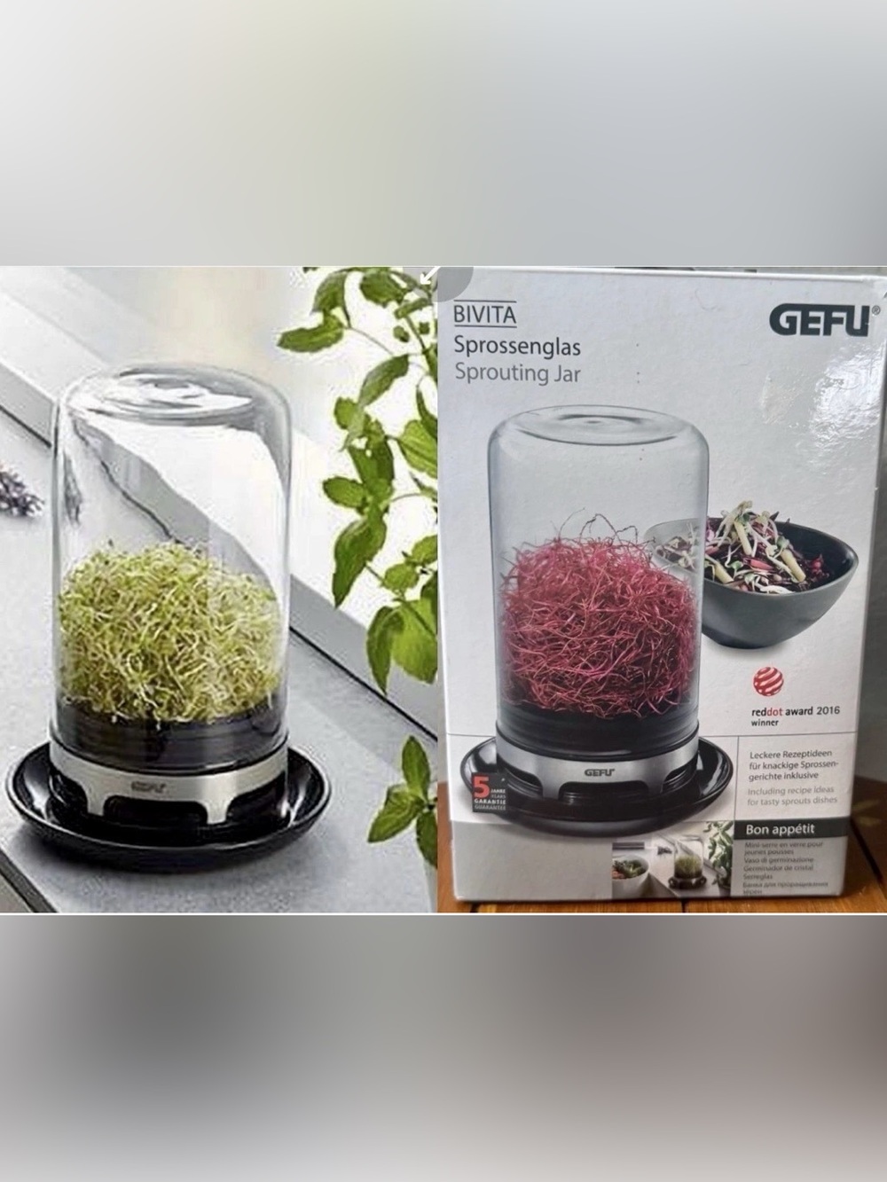 Gefu Bivita Sprouting Jar~NEW IN BOX
